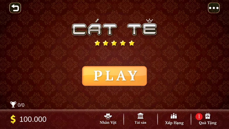 Sảnh game bài catte được thiết kế ưa nhìn và nổi bật 